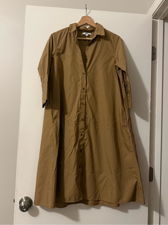 Uniqlo Dresses & Skirts - Uniqlo Camel A-Line Midi Shirt Dress